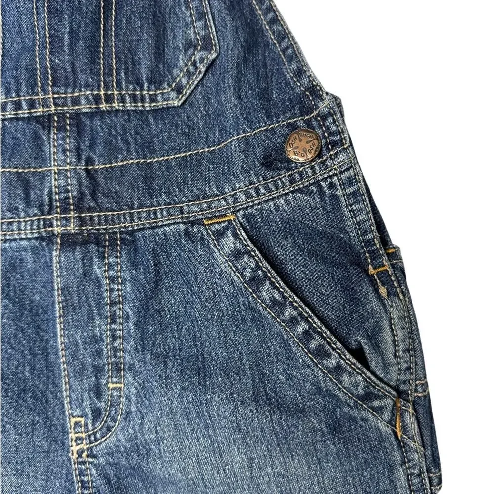 OshKosh B'Gosh Denim VestBak Overall Shortalls Cutoff Distressed Retro 4T